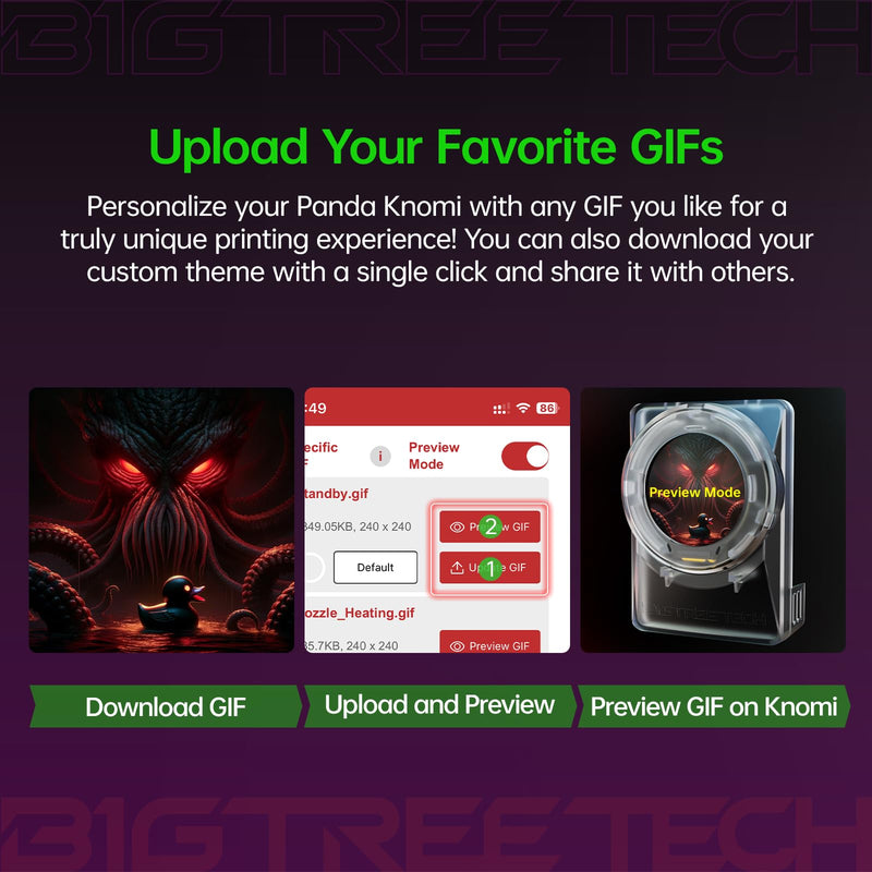 BIGTREETECH Panda Knomi + Plastic Shell, Toolhead Screen Upgrade Kit for Bambu-Lab A2L A1 A1 Mini, Customize Your Own UI, Plug and Play Panda Knomi+Plastic Shell