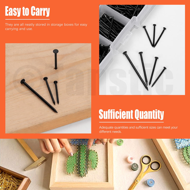 Long Nails Rustark 500Pcs Sizes Black Hardware Nails Assortment