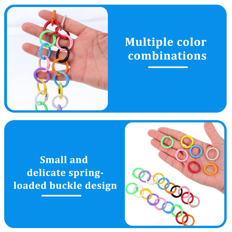 [Australia - AusPower] - 40 Pcs 10 Colors Round Spring O Rings, Metal Trigger Snap Clip Keyring Buckle Hooks O Rings Buckles Round Keychain Clip Trigger Spring Snap Clips for Keychains DIY Accessories 
