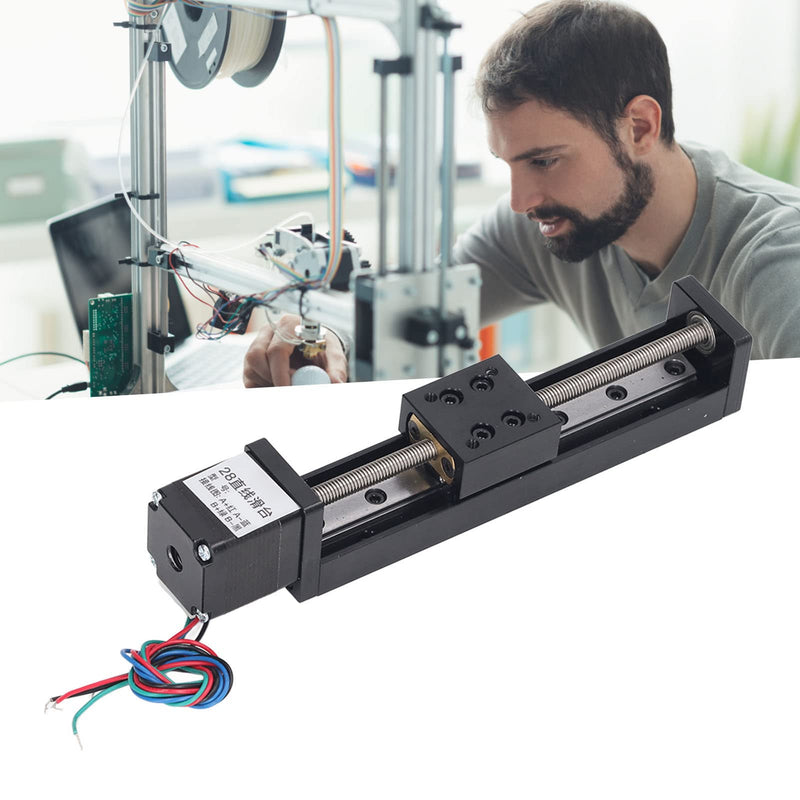 flexman 100mm Stroke Linear Slide Table, High Accuracy Ballscrew Sliding Motion Stage Matched with 28X30 Linear Motor, Linear Guide Rail for 3D Printing (T6x2) T6x2