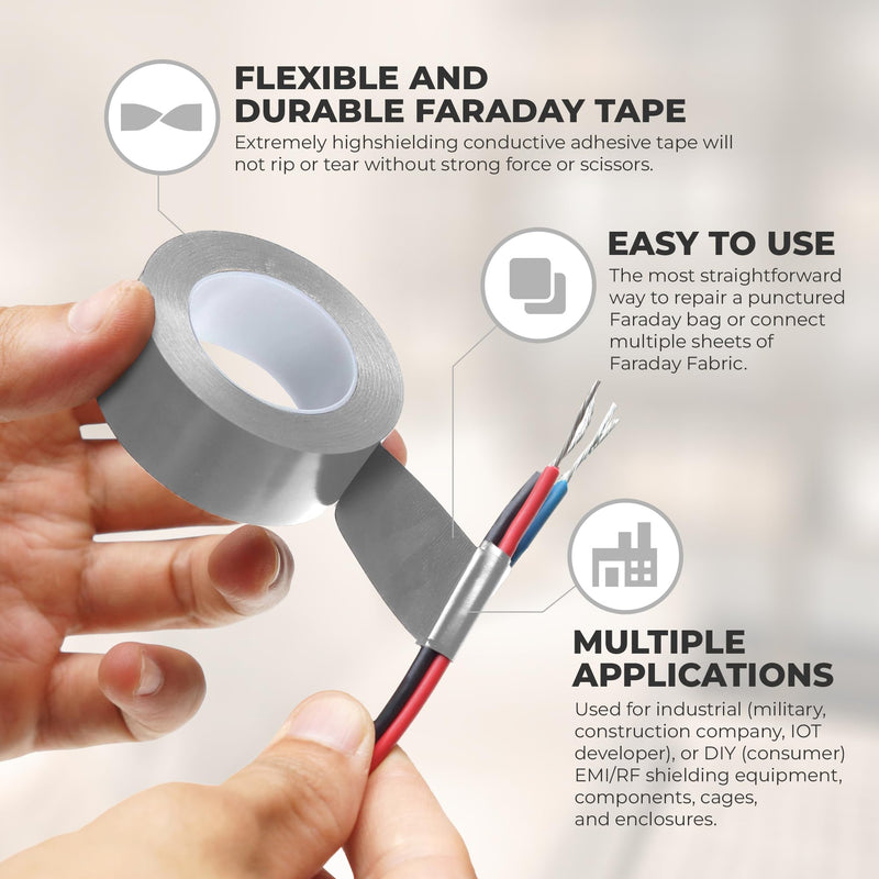 MWRF Source Conductive Cloth Fabric Adhesive Faraday Tape (2.4-inch x 65ft); EMI Grounding; RFID Signal Attenuation; Radio Frequency Signal Attenuation; Guitar Interference Shielding 2.4-inch x 65ft