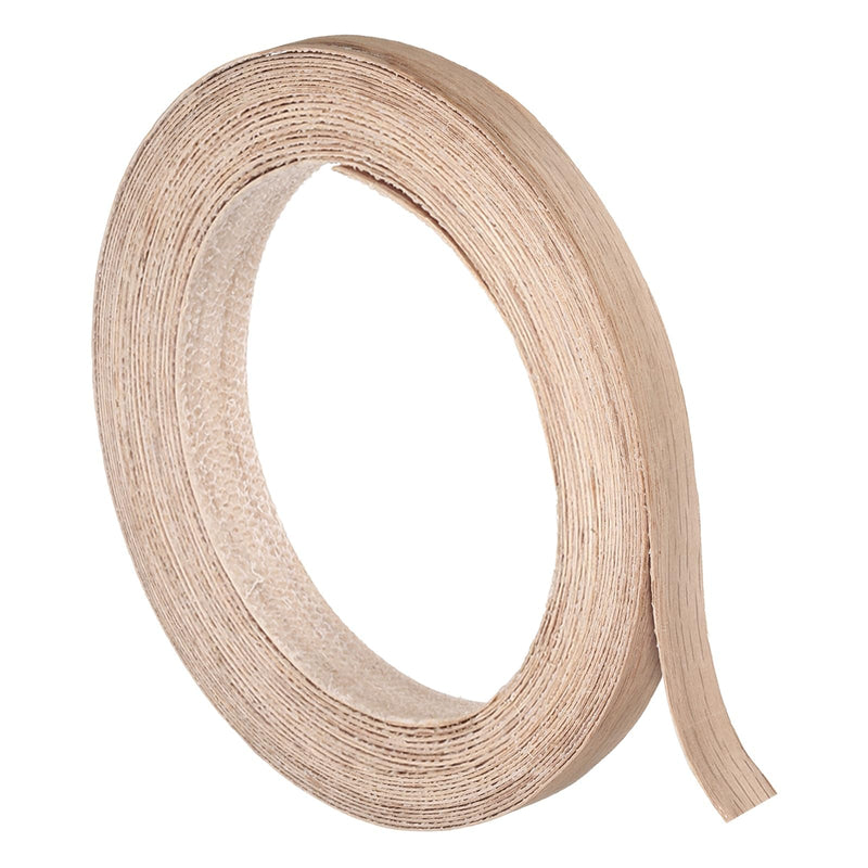 uxcell 1/2 Inch x 26ft Wood Veneer Edge Banding, Pre-Glued Flexible Red Oak Edging Strips, Iron on with Hot Melt Adhesive Wood Tape for Cabinet Repair and Furniture Restoration