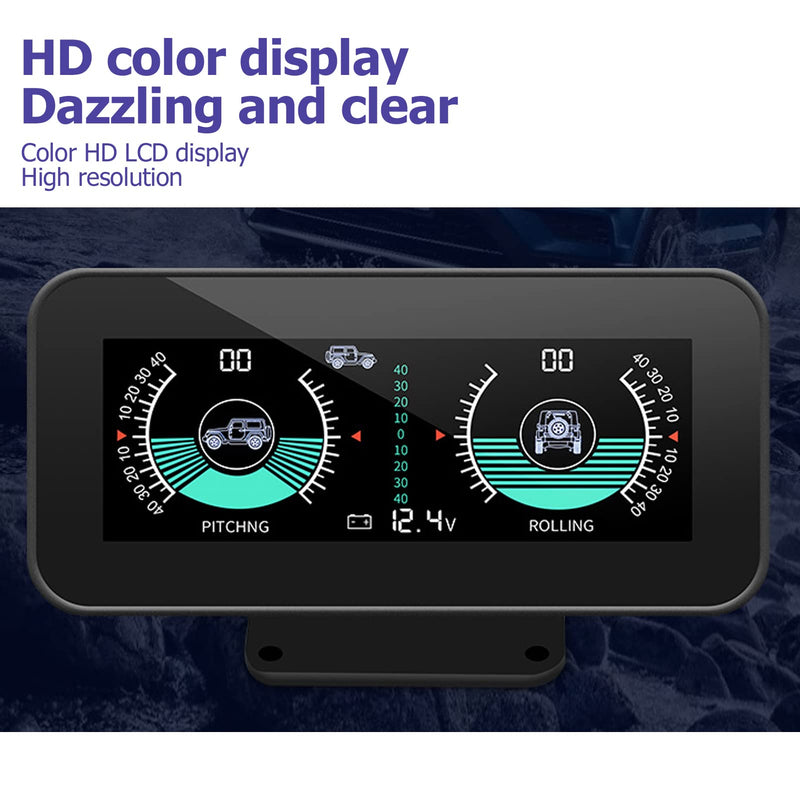 [Australia - AusPower] - Digital Car Inclinometer, Intelligent Level Tilt Gauge Angle Slope Meter with HD Display, HUD Head Up Pitch Angle Gauge Battery Voltage Monitor for Off-Road SUV Vehicles 