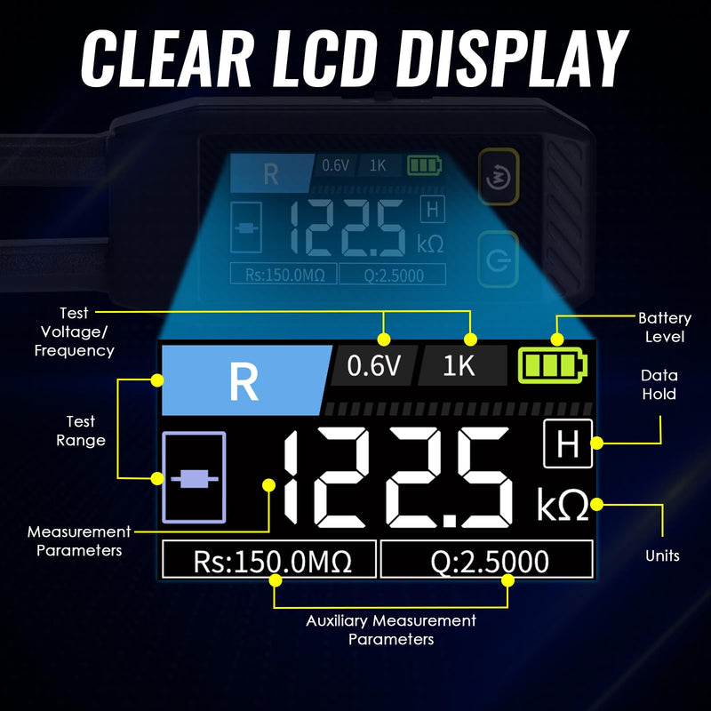 [Australia - AusPower] - 10kHz LCR Meter Tweezer, ESR Meter, Mini SMD Multimeter, Capacitance Inductance Continuity Diode Tester, Measurement Electronic Component Multimeter, Rechargeable Component Diode Tester-LCR-ST1 