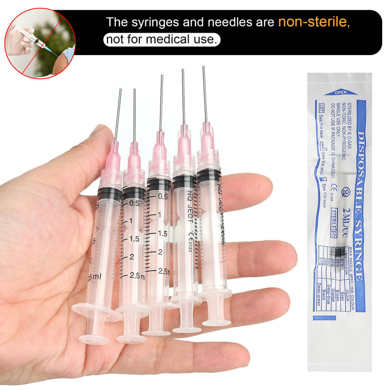 2 ml Syringe Set with 20 g Blunt Needles, 10 Pieces Individually Sterile Sealed Plastic, Reusable Small Plastic Syringe for DIY Craft Refill Adhesive, Industrial Applications