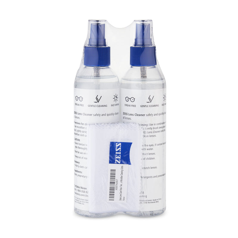 [Australia - AusPower] - ZEISS Lens Care Pack - 2-8 Ounce Bottles of Lens Spray, 2 Microfiber Cleaning Cloths 