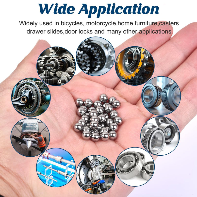 [Australia - AusPower] - Ball Bearings 610 Pcs 6 Size Assorted Loose Bearing Balls 3/32" 1/8" 5/32" 3/16" 7/32" and 1/4" Small Bearing Balls Steel Ball 610Pcs 