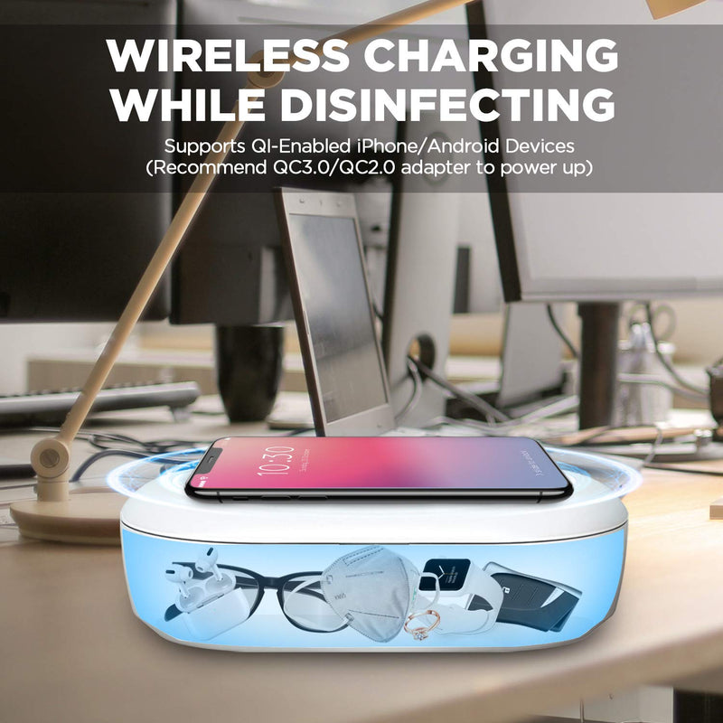 [Australia - AusPower] - UV Light Sanitizer Box, Portable Phone Sanitizer with Aroma Diffuser, Fast Charging for Smart Phone, UV Sterilizer Box for Cell Phone, Jewelry, Watches, Glasses-Blue Blue 