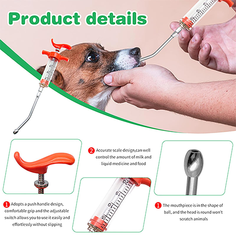[Australia - AusPower] - 2 Pieces Goat Syringe with 4 Drench Nozzle Adjustable Dosage ,Reusable Drench Syringe for Sheep ,Dog,Goat,Pig, Cat Feeding Supplies(20ML) 