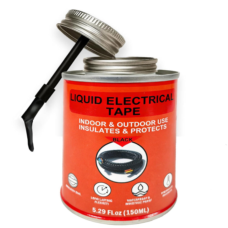 150ml Liquid Electrical Tape Insulating Repair Glue, Quick-Drying Waterproof High Temp Resistant Insulation Coating with Brush Cap for Wires Cables Outdoor Electrical Equipment Fixing Black