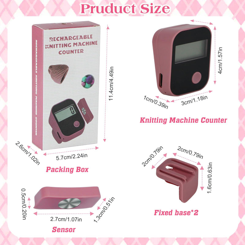 Rechargeable Knitting Machine Counter, Row Counter for Knitting, Suitable for 32, 40 and 48 Needles, Charges Quickly and Install Easily, Knitting Machine Accessories
