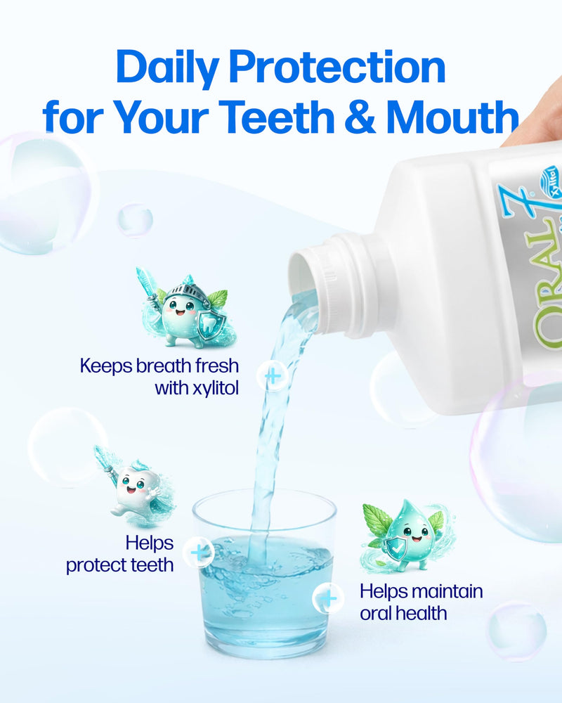 Oral7 Dry Mouth Mouthwash - Alcohol-Free Oral Rinse with Xylitol 17 Ounce 16.9 ounces