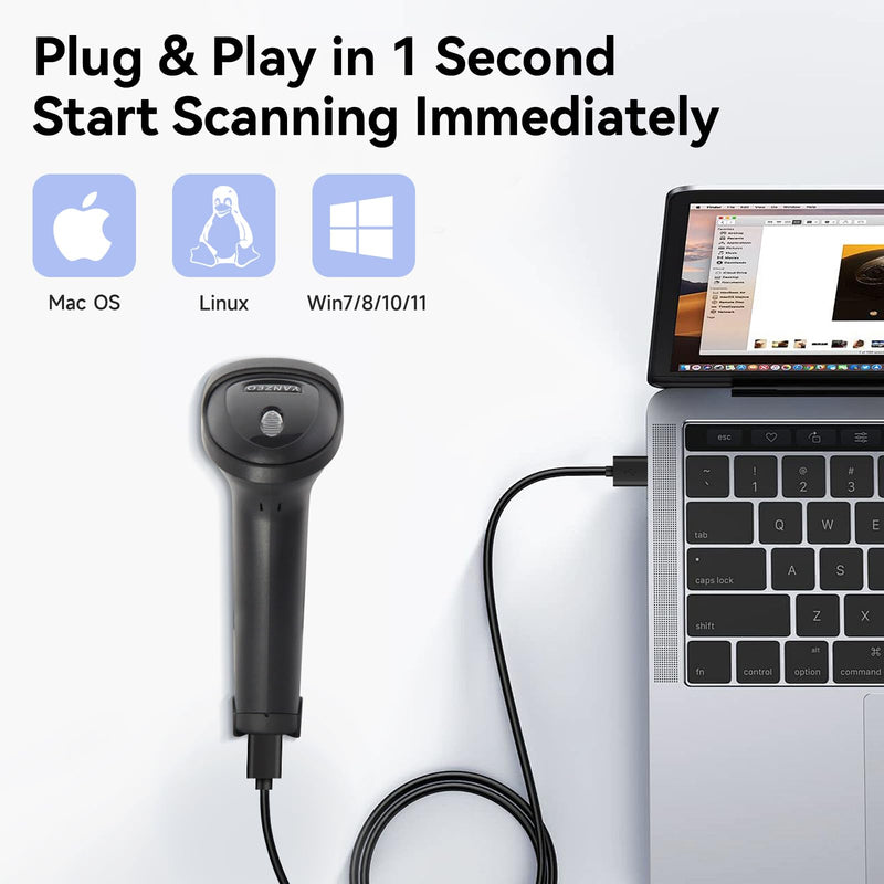 [Australia - AusPower] - YANZEO S200 2D Barcode Scanner - High Speed USB Barcode Scanner, QR Code Scanner for POS, Inventory and Retail - Plug & Play 