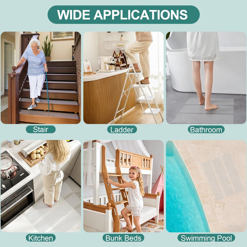 Clear Indoor Stair Treads for Wooden Steps Non Slip, KOOTETA 15 Pack 6" x 30" Transparent Anti Slip Tape for Stairs,Waterproof Weather Resistant Grip Tape,High Traction Adhesive Non Slip Stair Treads Indoor-Clear 6" x 30" x 15 Pack