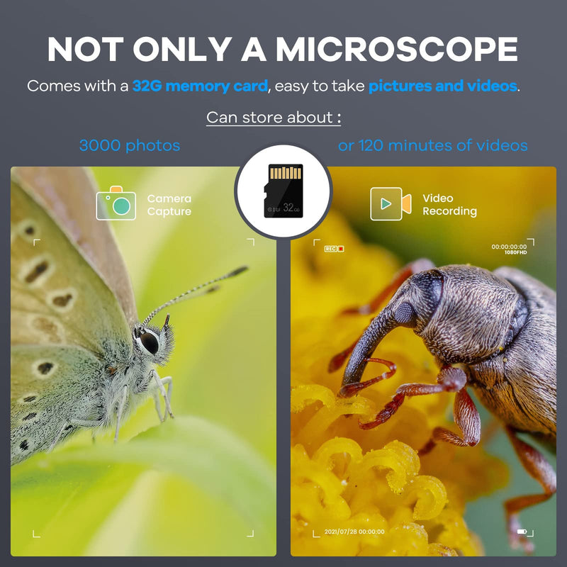 [Australia - AusPower] - Andonstar AD203 Handheld Digital Microscope, Portable Pocket Microscope with 4 inch Screen for Kids and Adults, Black, Electronic FHD Video Microscope, Supports Windows Mac PC, USB Coin Microscope Handheld Black 