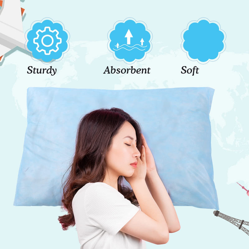 [Australia - AusPower] - 20 Pcs Disposable Pillow Case Medical Disposable Pillow Cover Travel Single Use Pillowcase Non Woven Fabric for Hospitals Hotels Home Bedroom Bedding Supplies, 32 x 20 Inches (Light Blue) Light Blue 