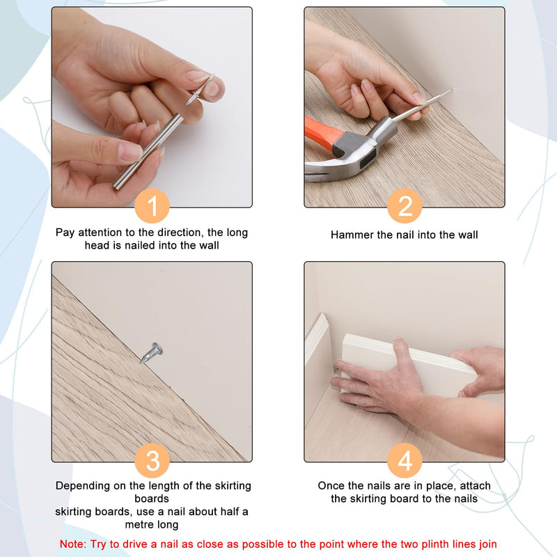 [Australia - AusPower] - 100Pcs Double-Head Skirting Thread Seamless Nail, Skirting Line Without Marks Nail, Invisible Security Screws Equipped with Nail Specific Sleeve Tool 100 