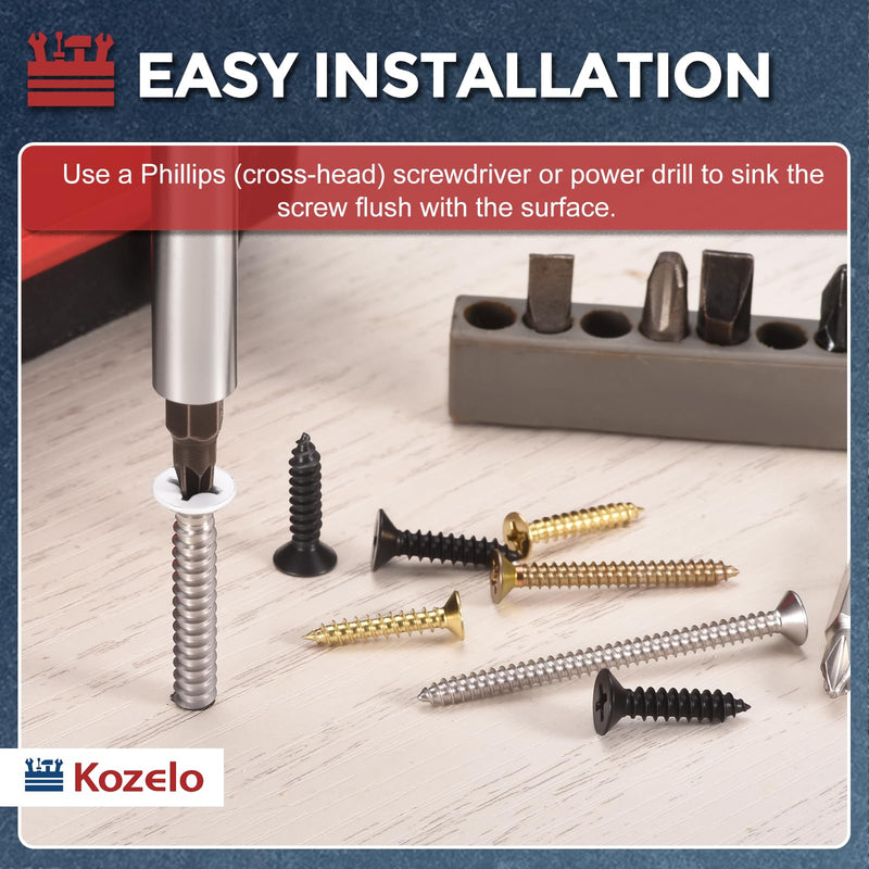 300pcs Phillips Flat Head Wood Screws - [#8x1-1/4] Carbon Steel Countersunk Self Tapping Screws for Furniture Assembly, Interior Trim, Outdoor Construction, Black #8x1-1/4" 300