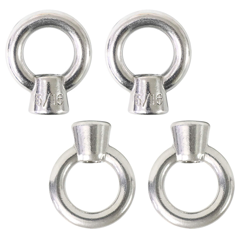 5/16" UNC Marine Grade Lifting Eye Nut, 316 Stainless Steel Threaded Nut Fastener, 4 Packs 5/16"