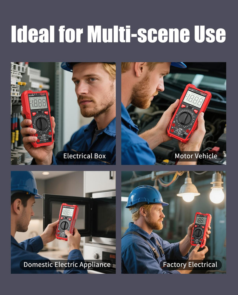 [Australia - AusPower] - DELIXI Digital Multimeter, Manual Range Tester with High Accuracy Measures Voltage, Current, Resistance, Capacitance, NCV, Dual Ceramic Fuses Included 890d 