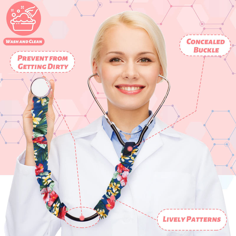 [Australia - AusPower] - Nuanchu 8 Pieces Stethoscope Covers Handmade Scrunchie 8 Styles Cotton Stethoscope Sleeve Removable Tube Covers for Hospital Nurses Doctors 