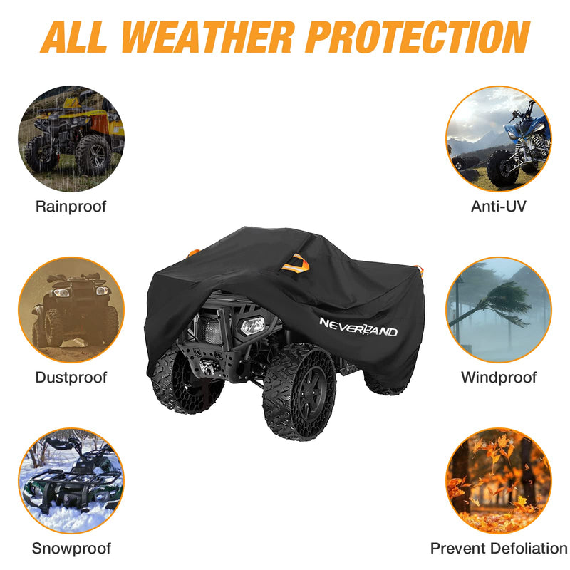 [Australia - AusPower] - NEVERLAND ATV Cover Waterproof Heavy Duty 4 Wheeler Cover Quad Cover All Season Weather Proof Outdoor UV Protection for Polaris Yamaha Suzuki Honda (Black XLarge) Black XL-82.7''L x 47.2''W x 45.2''H 