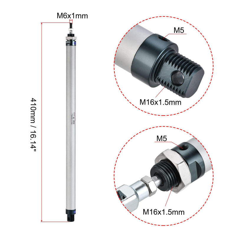 [Australia - AusPower] - uxcell Pneumatic Air Cylinder 16mm Bore 300mm Stroke with Y Connector and Quick Fittings, MAL 16x300, for Automatic Equipment 16mmx300mm 