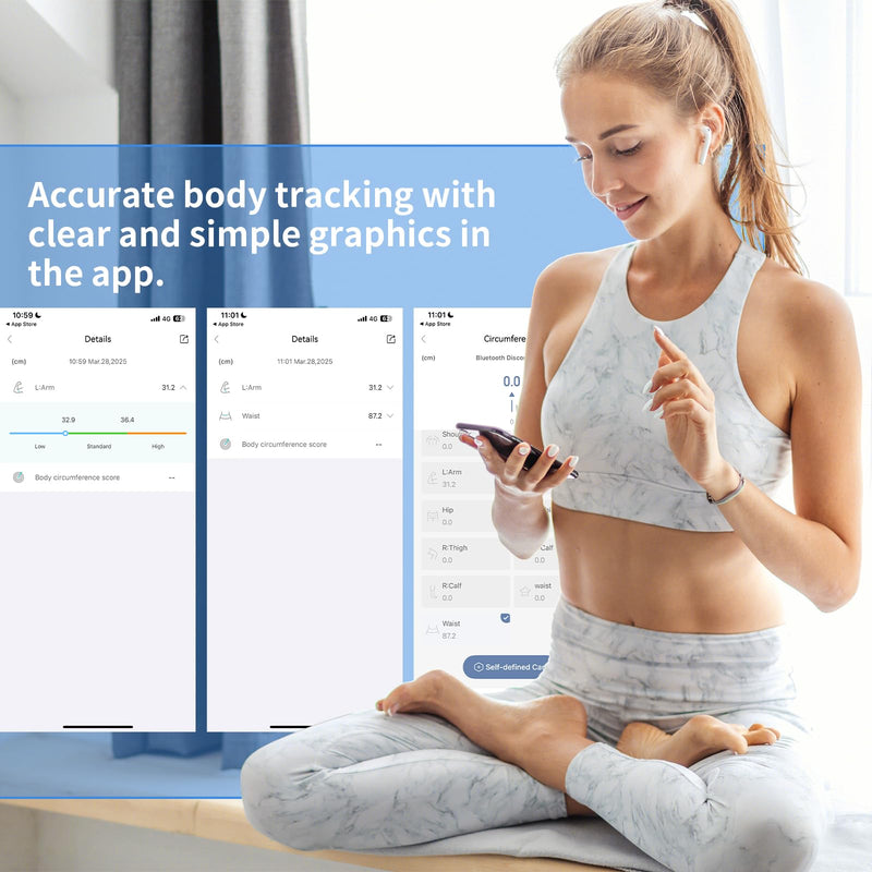 [Australia - AusPower] - AI-Enabled Smart Body Tape Measure – Bluetooth Fitness Tracker with USB-C Recharge, LED Display & Fitday App – Real-Time Body Progress Analytics for Athletes, Weight Loss & Home Health (60in / 150cm) 