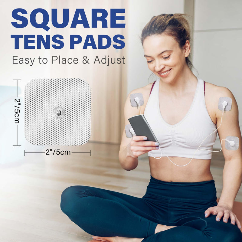 [Australia - AusPower] - LotFancy TENS Unit Replacement Pads, 40 Pcs 2x2 Snap Electrodes Pads, Reusable Tens Pads for EMS Muscle Stimulator, Using 3.5mm Snap Connector 40 Count (Pack of 1) 
