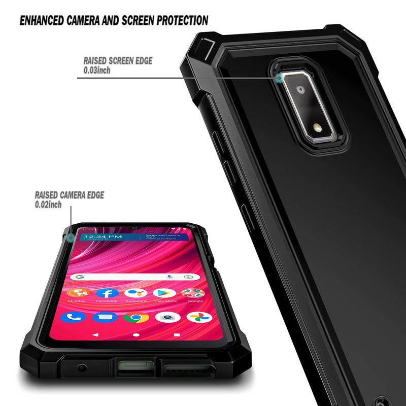 [Australia - AusPower] - Compatible with BLU View 4 (B135DL) / View 2 2023 Case with Tempered Glass Screen Protector, Full-Body Protective Shockproof Rugged Bumper Cover, Impact Resist Case (Black) Black 