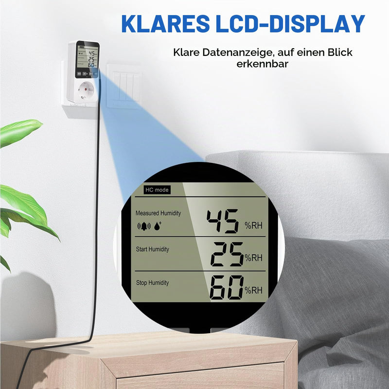 Temperature Controller Socket 230 V with Sensor Digital Hygrostat Humidity Regulator with Alarm for Humidifier Dehumidifier Terrarium
