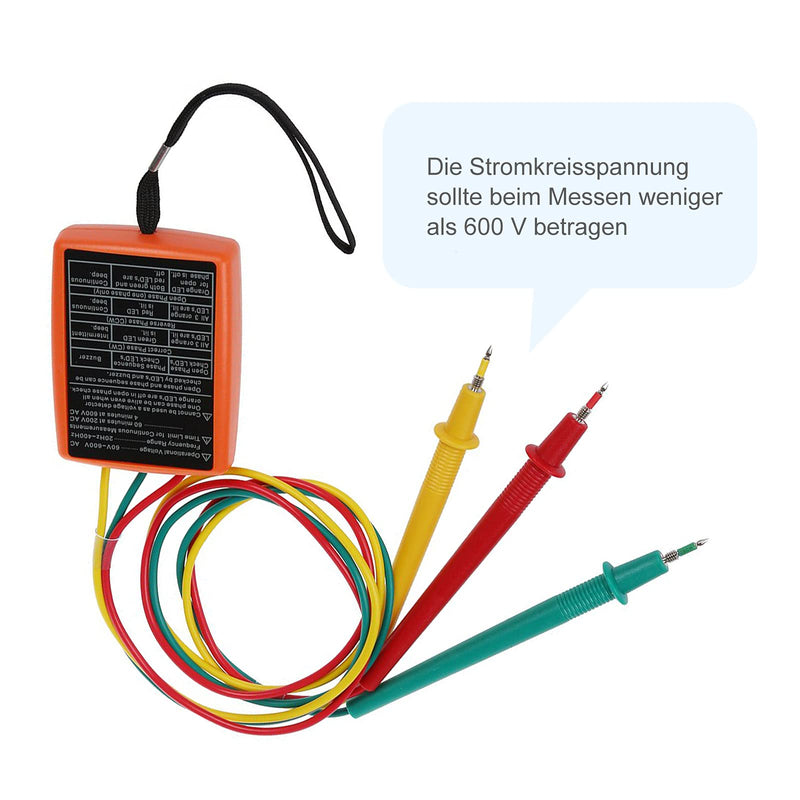 RUIZHI Rotary Field Meter 3 Phase Tester AC60V~600V | Rotary field meter with crocodile clips and buzzer tester shows suitable for high voltage devices
