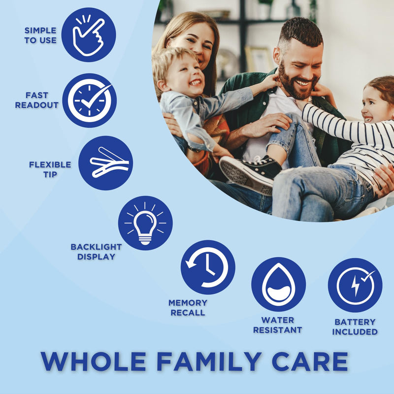 [Australia - AusPower] - Healthwise Digital Thermometer | 8-Second Readout | Jumbo Backlit Display | Flexible Tip 