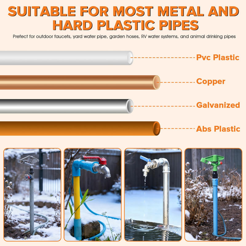 6 Ft Water Pipe Heat Blanket, 38.5" x 6.2" Stickable Waterproof Water Pipe Heat Tape for Straight Water Pipes, Aluminum Foil Freeze Protection Pipe Heater Blanket for Metal and Plastic Pipes 6FT (2pcs)