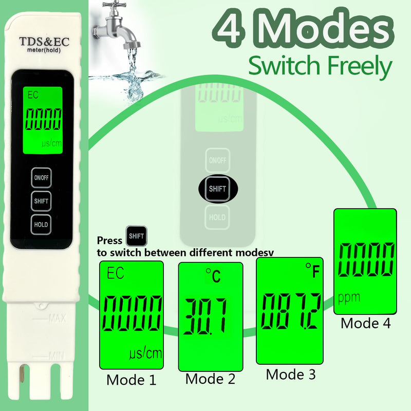 [Australia - AusPower] - 3-in-1 Multifunctional Water Testing Kits for Drinking Water and Pool - Accurate Digital TDS, Temp, EC Meter Water Tester 