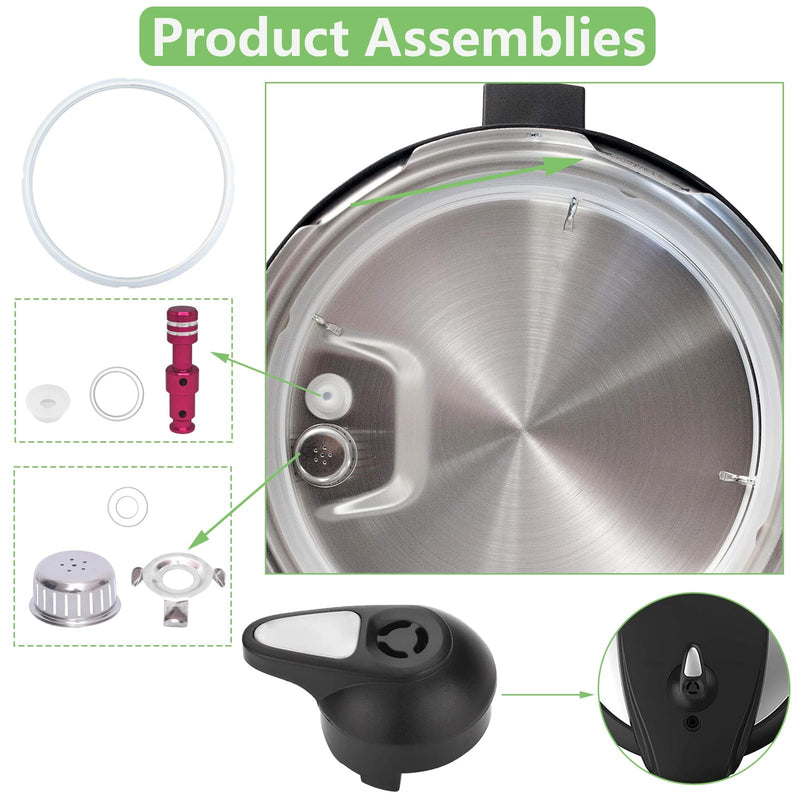 [Australia - AusPower] - 11 PCS Instant Pot Replacement Parts for Lux 8 QT, Instant Pot Accessories Include Sealing Ring, Steam Release Valve, Anti-Block Shield, Valve Sealing Ring, Float Valve and Gasket 8QT 