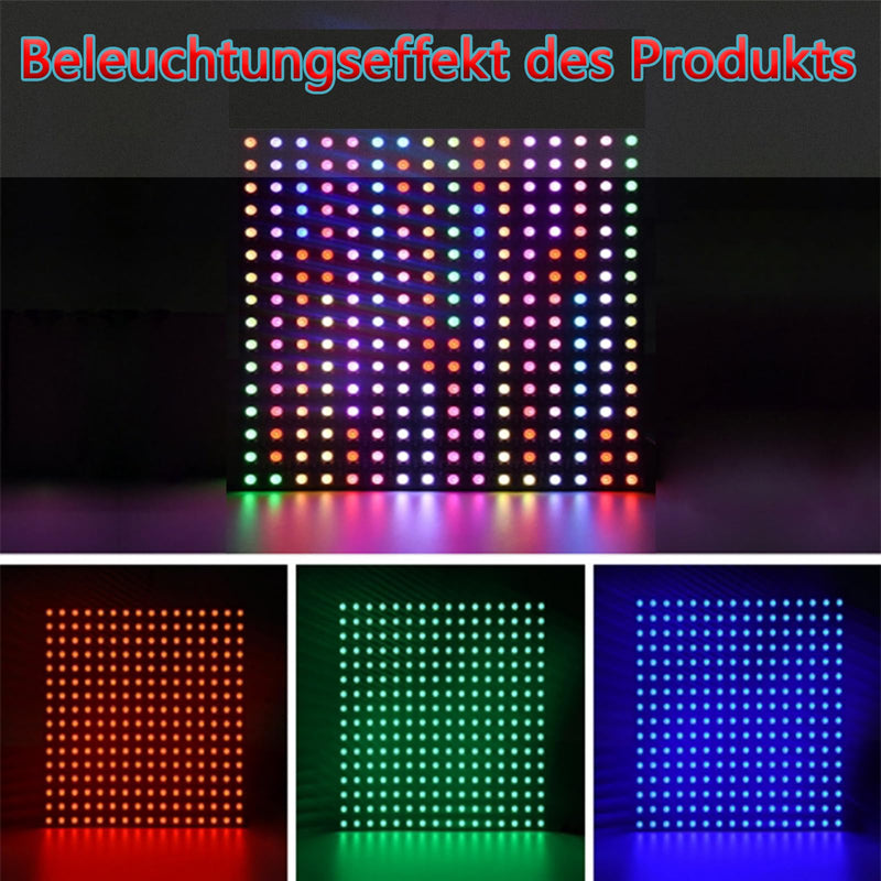 Gerui WS2812 RGB LED Panel 16 x 16 ECO 256 Pixels LEDMatrix Flexible Module | 5050SMD IC controls image video text display single addressable full colour functions with DC5V compatible with Raspberry Pi