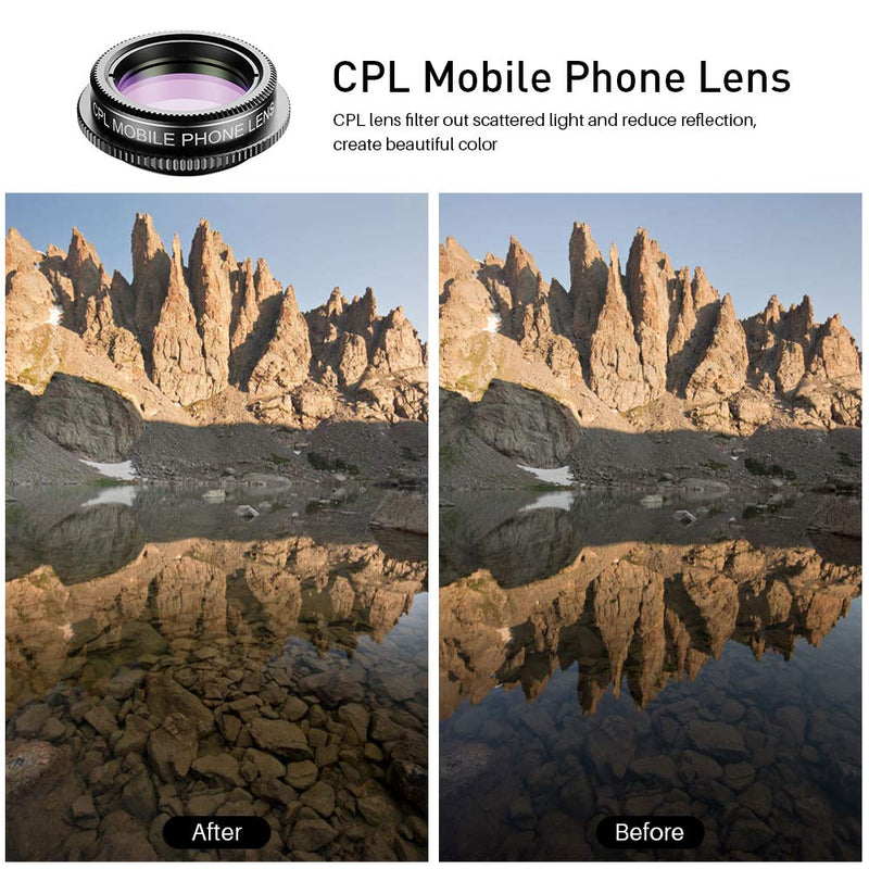 [Australia - AusPower] - Upgraded Phone Camera Lens Kit (5 in 1) - Macro Lens+Super Wide Angle Lens+Telephoto Zoom Lens+198 Fisheye Lens+CPL for iPhone, Pixel, Samsung, Android, Smartphones 5 in 1 