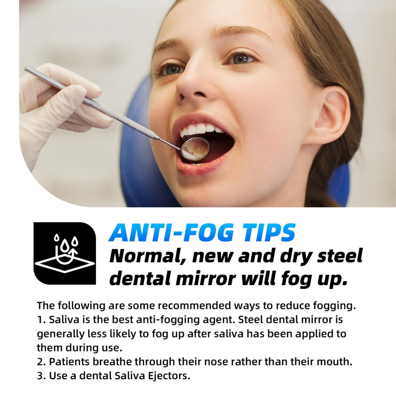 [Australia - AusPower] - Annhua Dental Inspection Mirror Stainless Steel Anti-Fog Mouth Mirror Tool, Inspection Reflector Instrument Tools Curved Dental Mirror for Oral Care Tool and Makeup Mini Mirror 