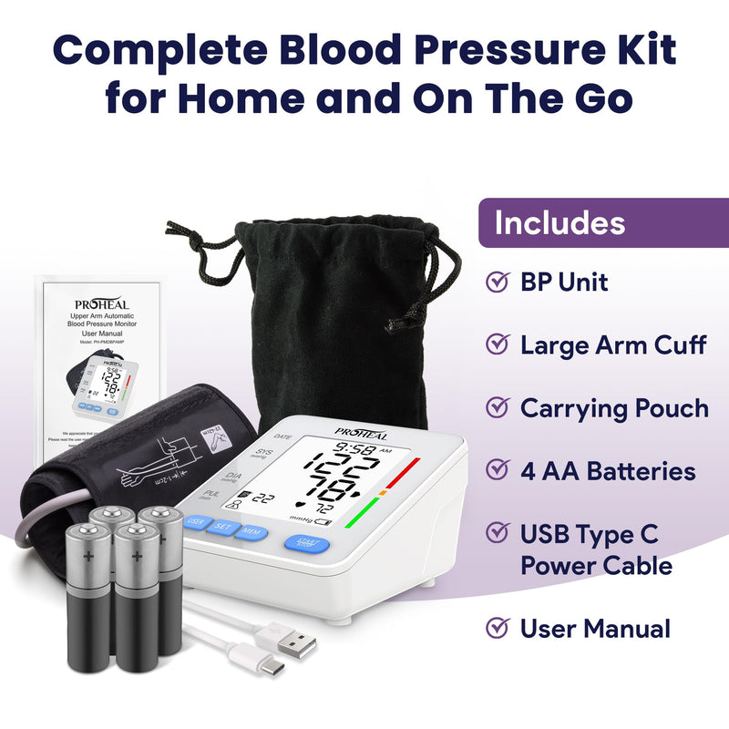 [Australia - AusPower] - Blood Pressure Monitor for Home Use with Large Upper Arm Cuff - Automatic Talking Pulse and BP Machine with 240 Memory Recalls for 3 Users - Carrying Bag and Batteries Included, Backlit Digital LCD 