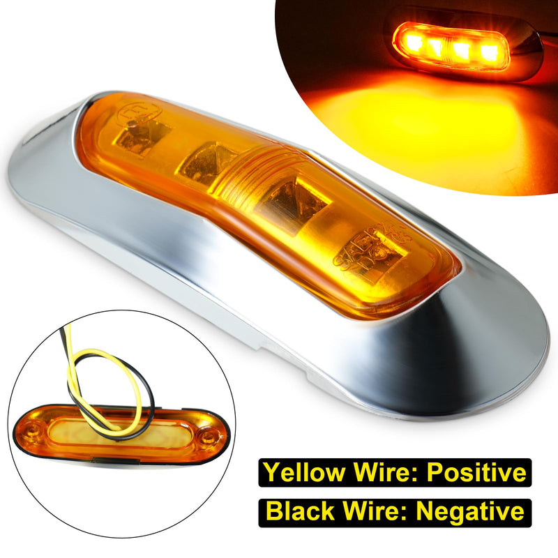 [Australia - AusPower] - 20Pack DC12-24V 3.7 Inch 4 LED Trailer Marker Lights Clearance Light Front Rear Side Indicators Lamp with Chrome Bezel Universal for Truck RV Camper Van Caravan Boat - Amber & Red Amber, Red 