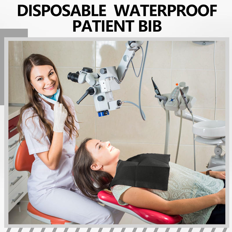 [Australia - AusPower] - Black Dental Bibs Disposable Dentist Bibs 13" x 18", 50 PCS Patient bibs Tattoo Paper Npkins 3 Ply Waterproof Dental Bib Sheets Dentist or Medical Tray Cover and Nail Table Cover Black 