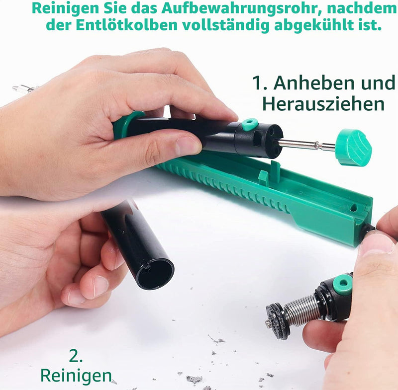 YIHUA 929D-V Electric Vacuum Desoldering Iron, Soldering Iron, Suction Desoldering Pump with Shorter Charging Handle and Desoldering Nozzles 1.0 mm 1.2 mm 2.0 mm for Through Soldering (EU Plug)