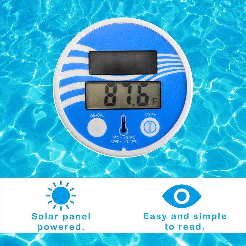 [Australia - AusPower] - Pool Thermometer Floating Easy Read - Digital Thermometer Wireless Water Temperature Gauge - Solar Water Temp Gauge for Hot Tub, Pond, Lake - Inground or Above Ground Swimming Pool Accessories 