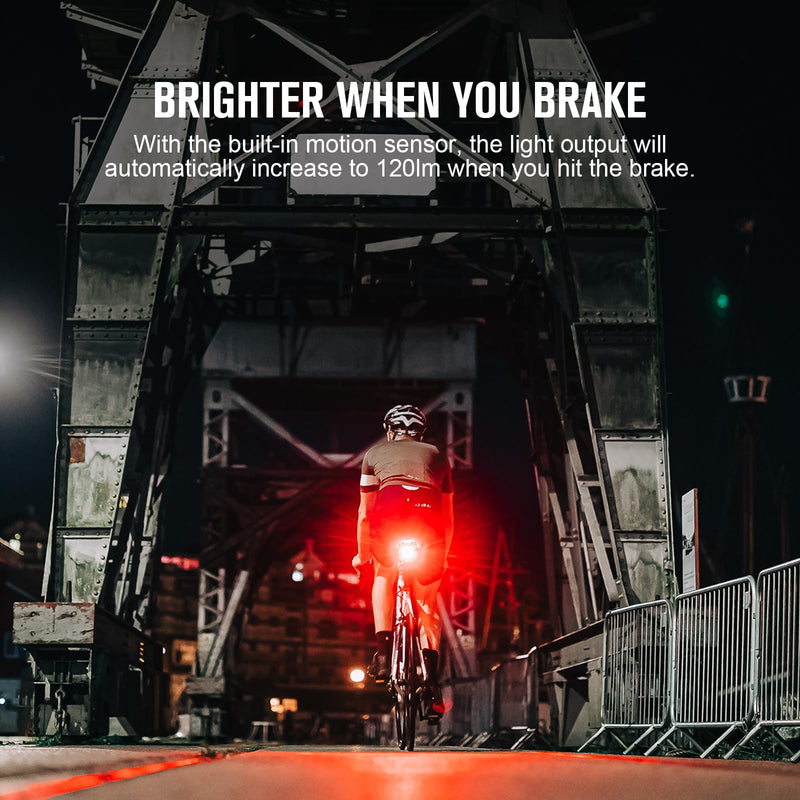 [Australia - AusPower] - OLIGHT RN 120 C Bike Lights, 120 Lumens Tail Light 260 Degree Visibility, 1500m Viewable Range, USB Rechargeable Bike Break Light, IPX6 Waterproof, Road and Urban Cyclists Type C 