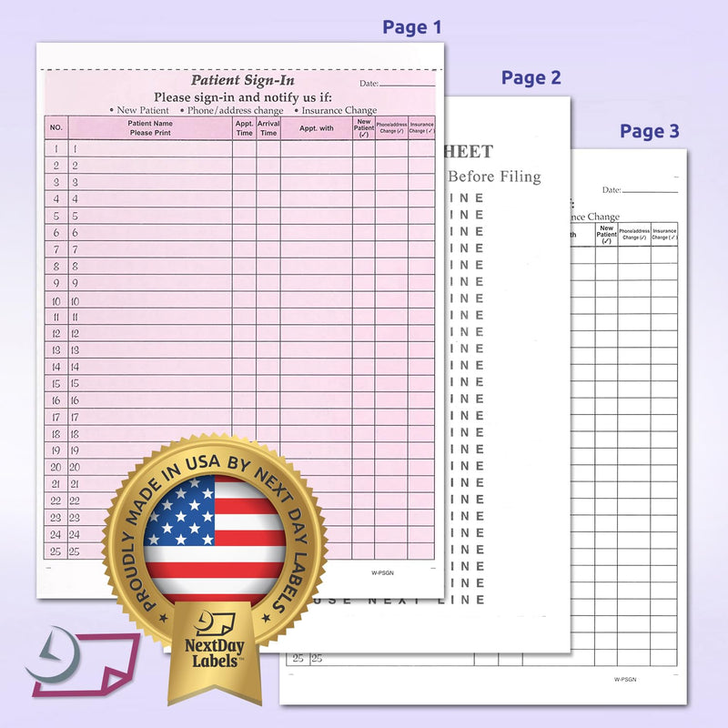 [Australia - AusPower] - NextDayLabels - NCR Carbonless 3 Part Patient Sign in Forms, HIPAA Approved and Compliant for Confidentiality in All Medical Offices. (Burgundy) Burgundy 