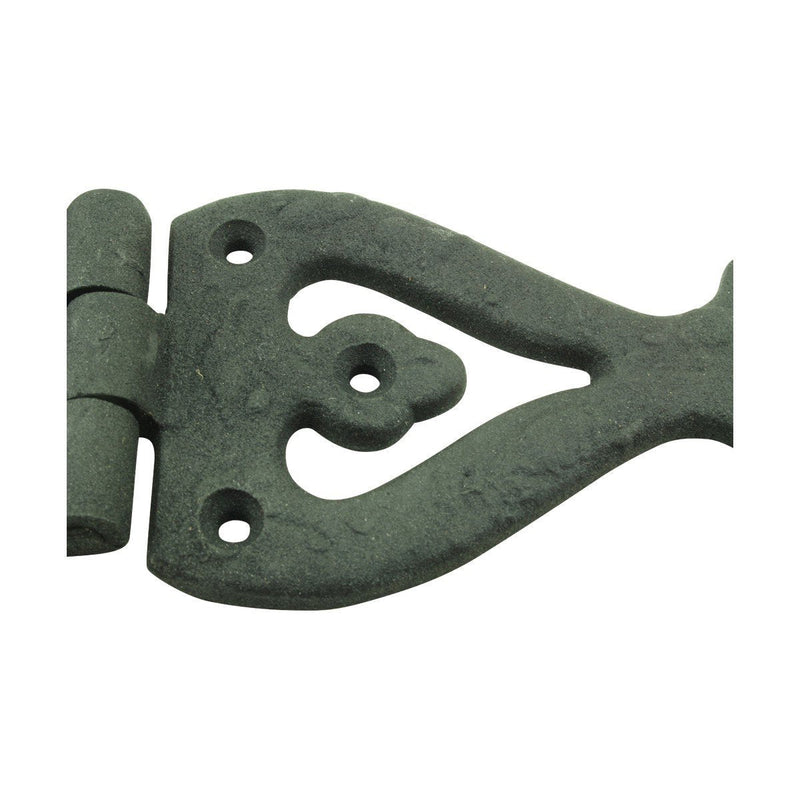 Renovators Supply Manufacturing Black Wrought Iron Strap Door Hinges 5-3/8 Inch Rustic Barn Cabinet Hinges RSF Rust Resistant Victorian Flush Mount Hardware with Screws Pack of 1