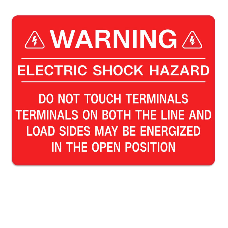 30Pcs Electrical Safety Stickers - Electric Shock Hazard_Do Not Touch Terminals Terminals On Both The Line and Load Sides May Be Energized in The Open Position Waning Labels - 4" x 3"