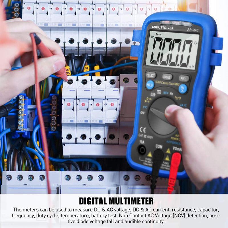 [Australia - AusPower] - Smart Digital Multimeter, AC DC Voltage Current Meter 6000 Count, Auto Range Multi Tester for Volt Amp Ohm Continuity Cap Resistance Diode/hFE Test, Electrical Measuring Tool for Car, Home, Industry 