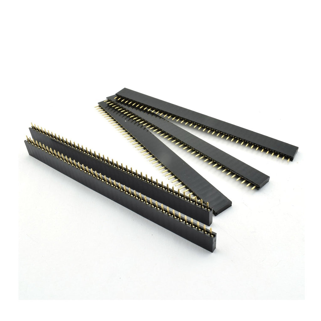 10pcs 2.54mm 40Pin Female Socket Pin Header Strip 1x40P Single Row Straight Female Socket Pin Header Strip Connector Black